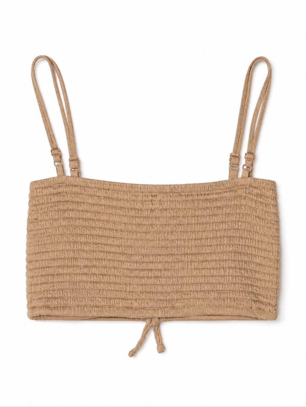AEIRE-Front Spaghetti Strap Crop Top - Beige - Picture 3 of 3
